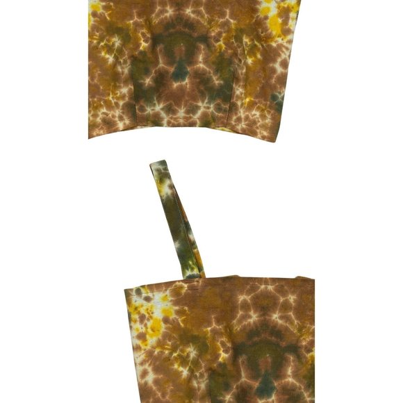 Handmade Reversible Earth Tone Tie Dye Lace Up Suede  Corset Crop Top - Picture 10 of 10